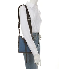 REBECCA MINKOFF Darren Denim Surplus Mini Studded Turnlock Shoulder Bag