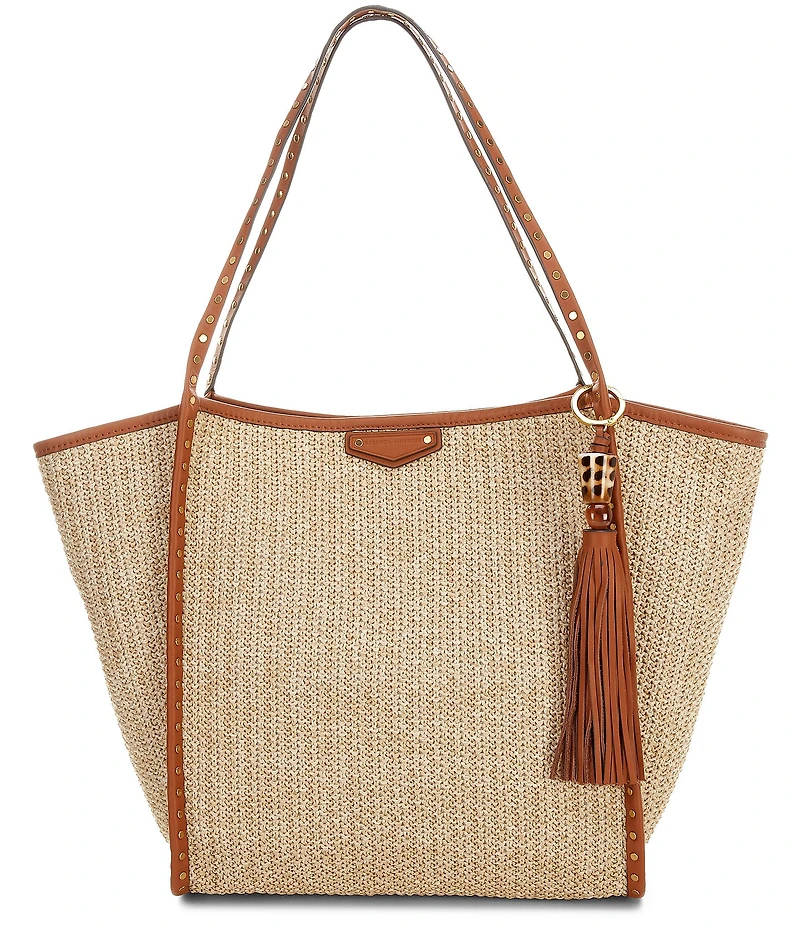 REBECCA MINKOFF Dylan Raffia Shoulder Tassel Tote Bag