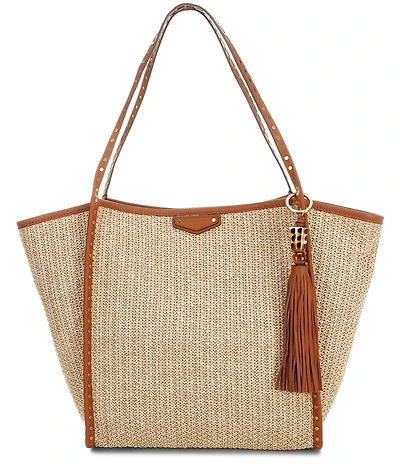 REBECCA MINKOFF Dylan Raffia Shoulder Tassel Tote Bag