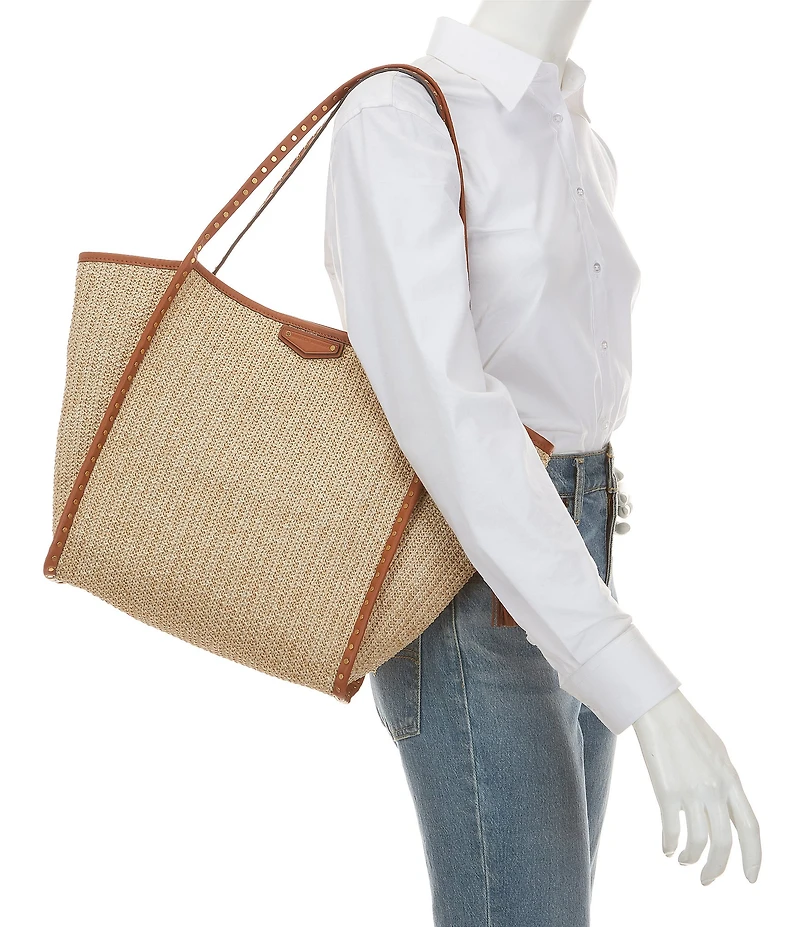 REBECCA MINKOFF Dylan Raffia Shoulder Tassel Tote Bag