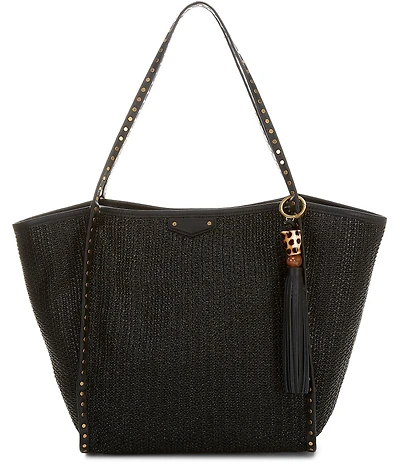 REBECCA MINKOFF Dylan Raffia Shoulder Tassel Tote Bag