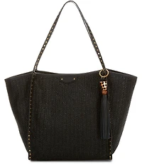 REBECCA MINKOFF Dylan Raffia Shoulder Tassel Tote Bag