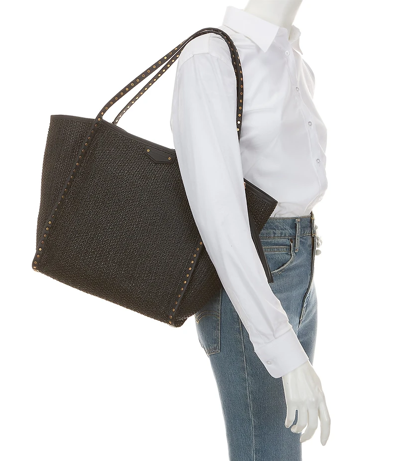 REBECCA MINKOFF Dylan Raffia Shoulder Tassel Tote Bag