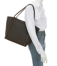 REBECCA MINKOFF Dylan Raffia Shoulder Tassel Tote Bag