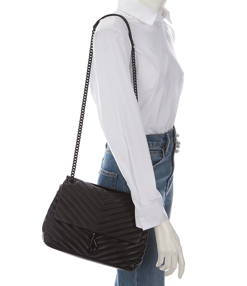 REBECCA MINKOFF Edie Chevron Quilted Leather Shoulder Bag