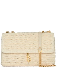 REBECCA MINKOFF Edie Medium Straw Dog Clip Crossbody Bag
