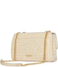 REBECCA MINKOFF Edie Medium Straw Dog Clip Crossbody Bag