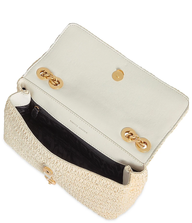 REBECCA MINKOFF Edie Medium Straw Dog Clip Crossbody Bag
