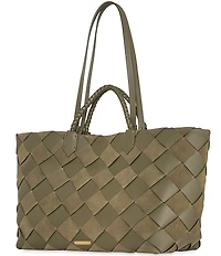 REBECCA MINKOFF Frankie Woven Leather Tote Bag