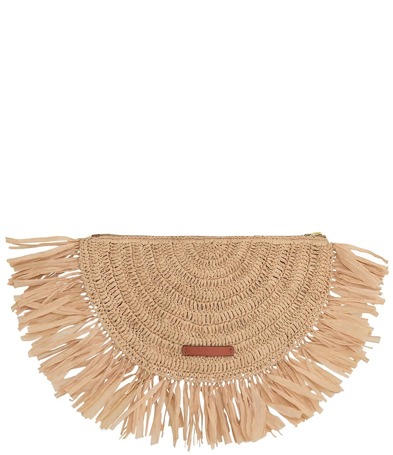 REBECCA MINKOFF Lucia Raffia Fringe Tassel Clutch Bag