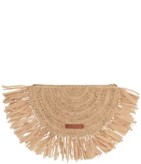 REBECCA MINKOFF Lucia Raffia Fringe Tassel Clutch Bag