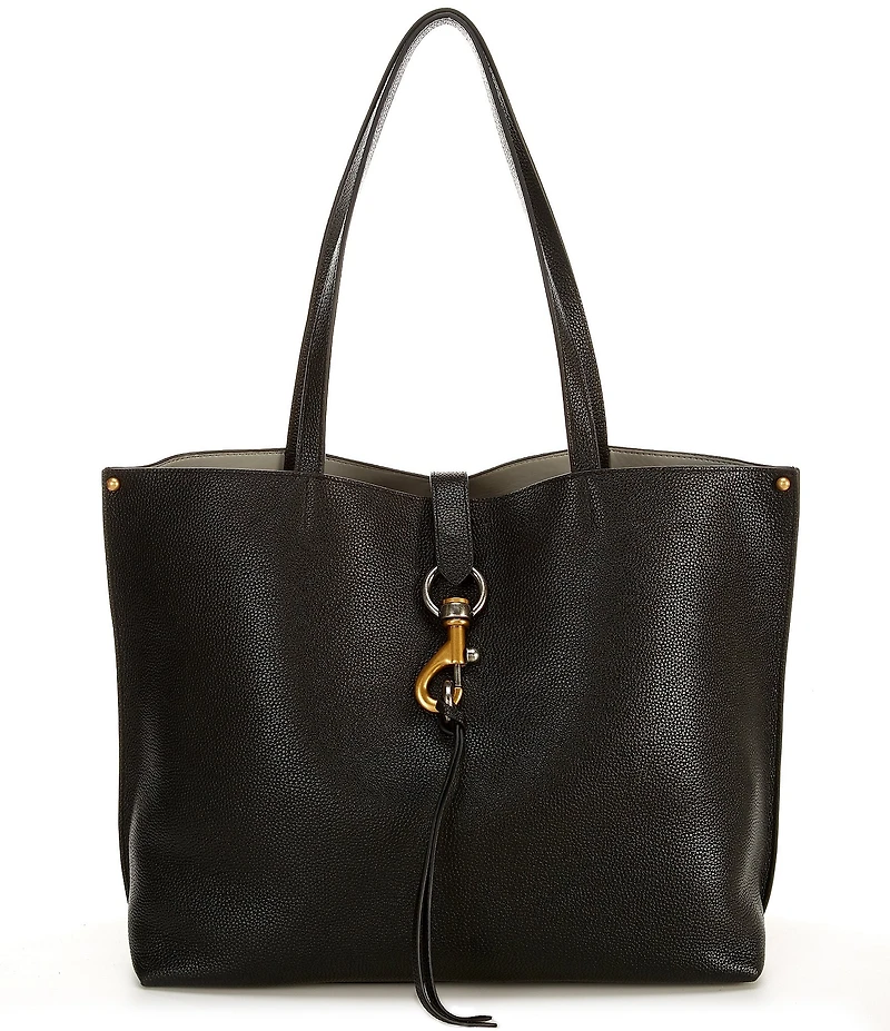 REBECCA MINKOFF Megan Black Leather Tote Bag