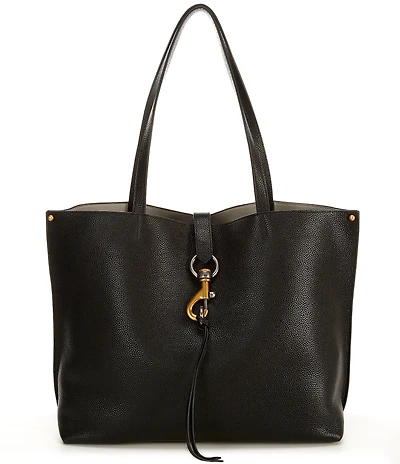 REBECCA MINKOFF Megan Black Leather Tote Bag