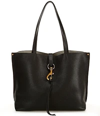 REBECCA MINKOFF Megan Black Leather Tote Bag