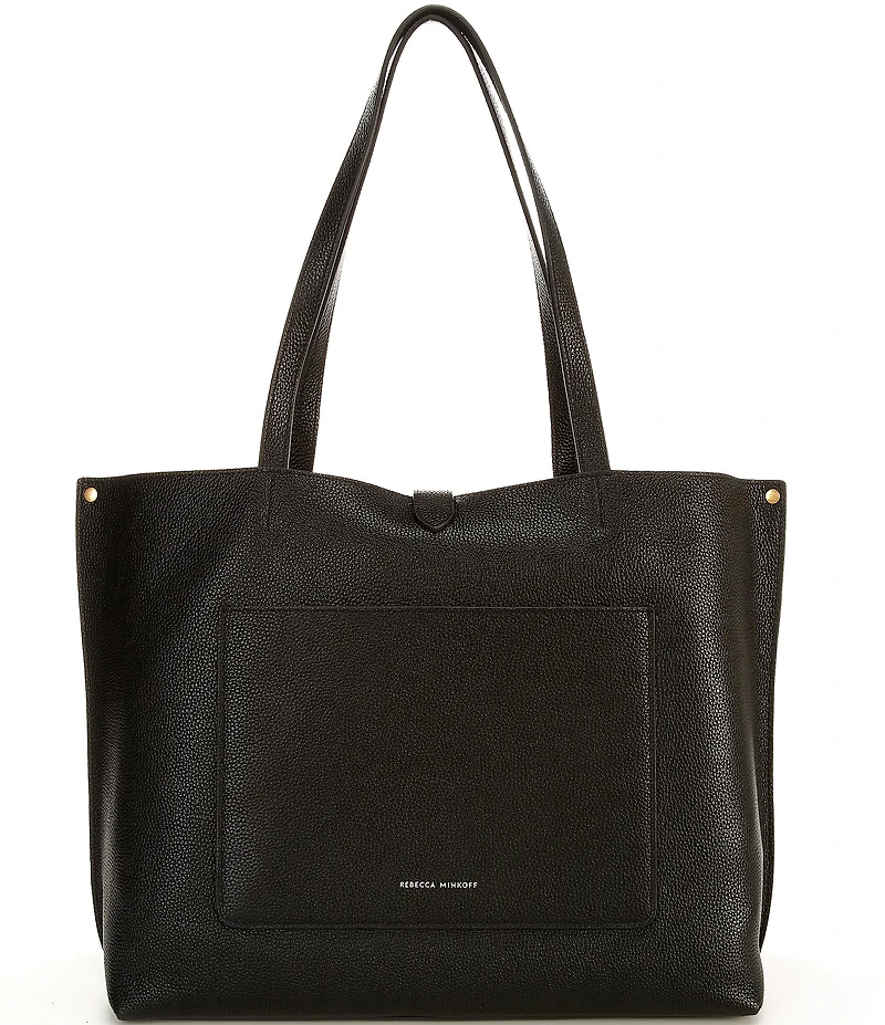 REBECCA MINKOFF Megan Black Leather Tote Bag