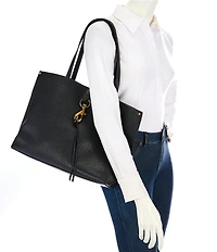 REBECCA MINKOFF Megan Black Leather Tote Bag