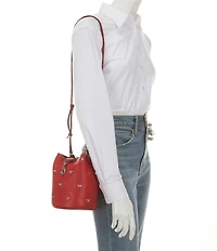 REBECCA MINKOFF Megan Small Drawstring Star Bucket Bag