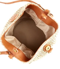 REBECCA MINKOFF Megan Straw Shell Small Bucket Bag