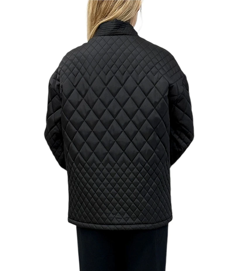 REBECCA MINKOFF Quilted Shawl Collar Long Sleeve Snap Front Kimono Jacket