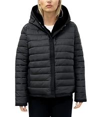 REBECCA MINKOFF Reversible Padded Faux Fur Hooded Neck Long Sleeves Zip Front Jacket
