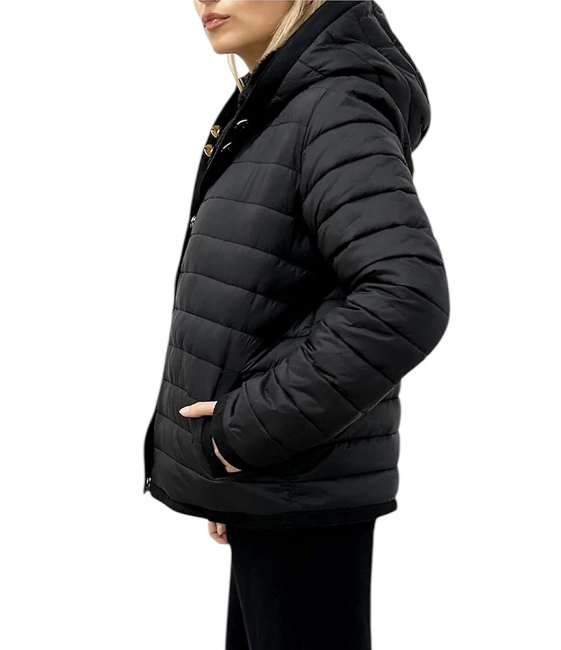 REBECCA MINKOFF Reversible Padded Faux Fur Hooded Neck Long Sleeves Zip Front Jacket