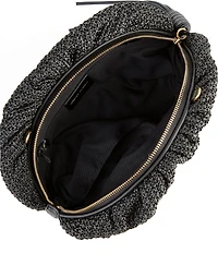 REBECCA MINKOFF Ruched Raffia Tassel Chain Clutch