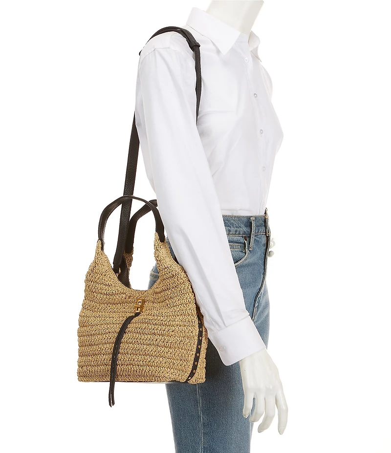 REBECCA MINKOFF Darren Straw Resort Carrysome Shoulder Bag