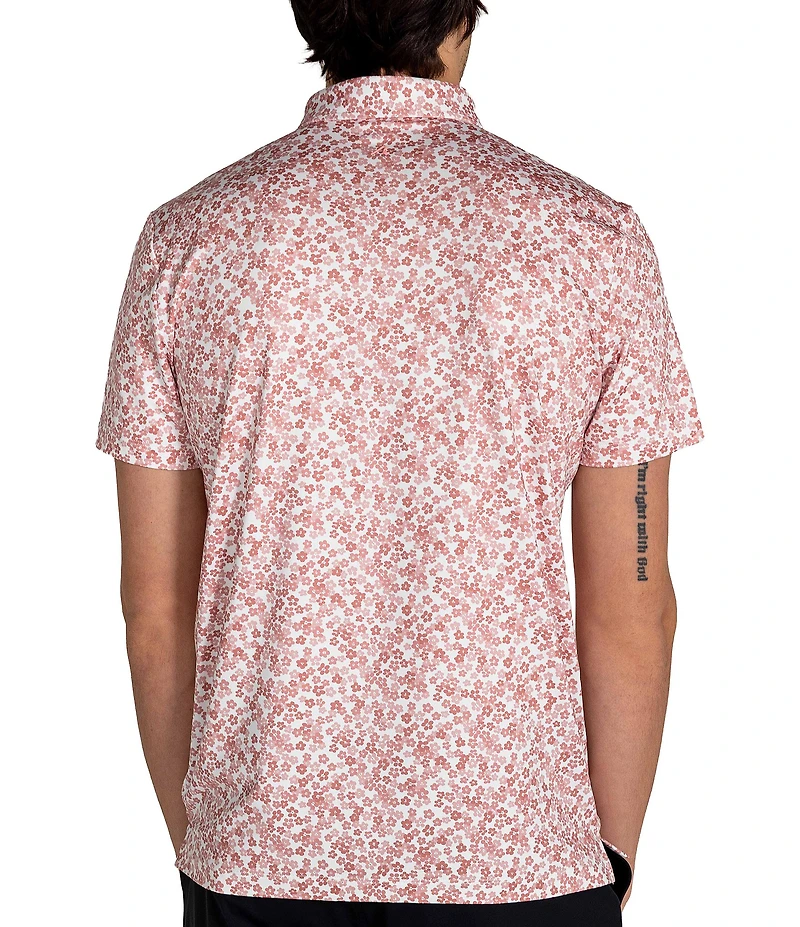 Redvanly Floral Print Short Sleeve Polo Shirt