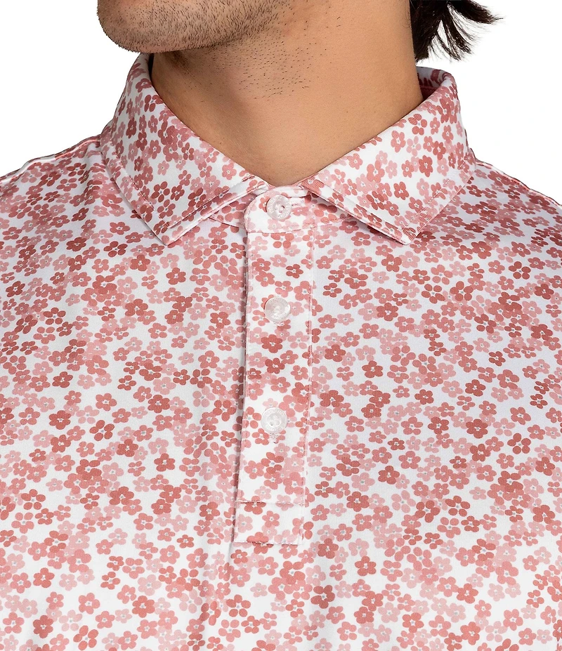 Redvanly Floral Print Short Sleeve Polo Shirt