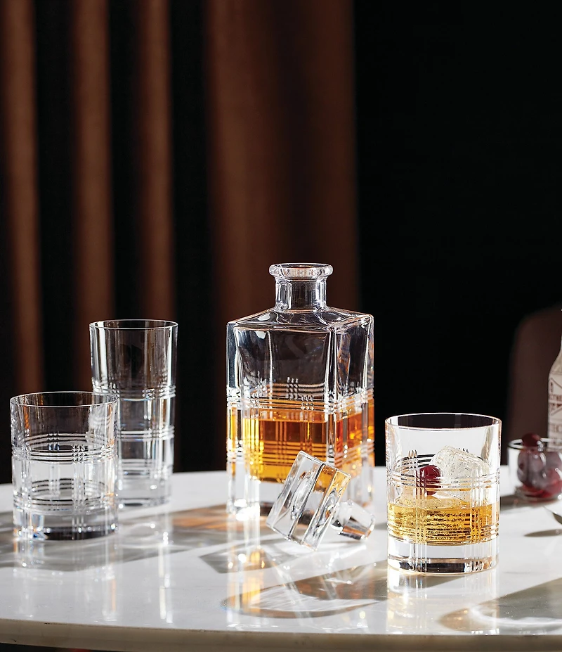 Reed & Barton Hudson Crystal Tailored Paid-Cut Design Highball Glasses, Set of 4