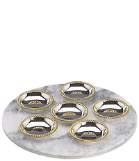 Reed & Barton Roseland Collection Sedar Plates With Marble Slate