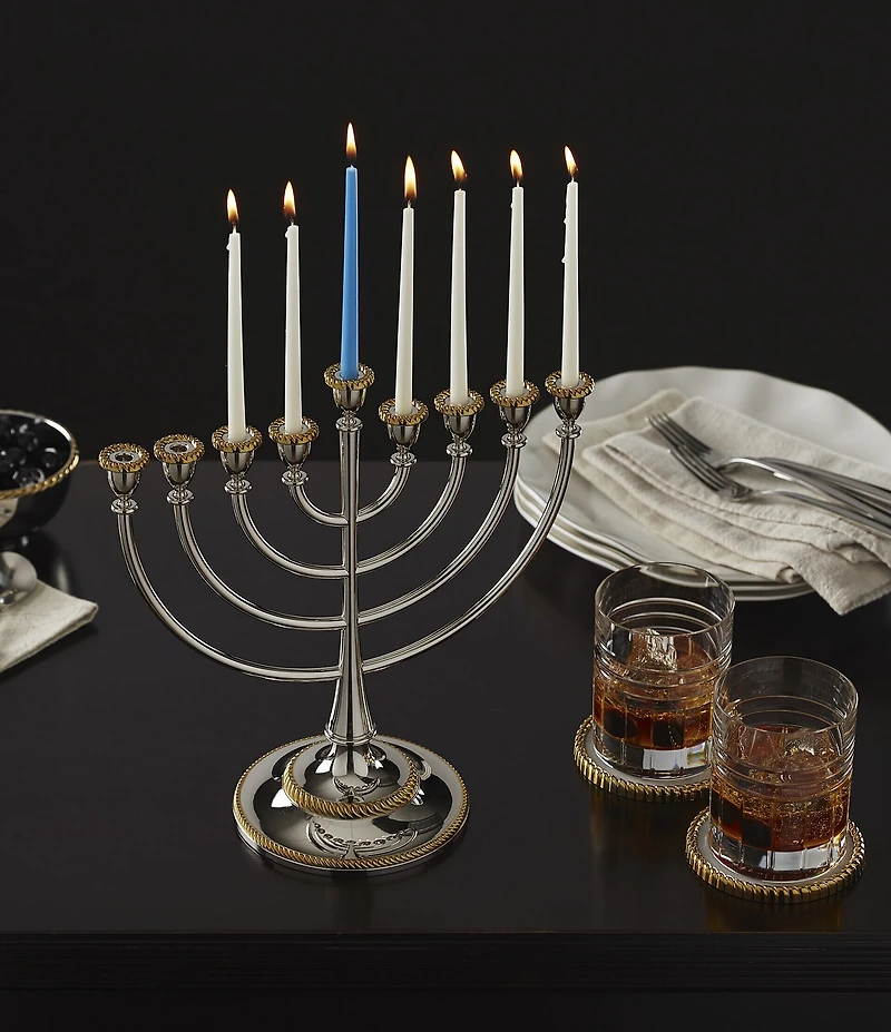 Reed & Barton Roseland Collection Silver and Gold Menorah