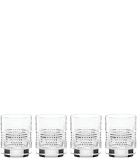 Reed & Barton Sloane Crystal Crosshatched Pattern Double Old Fashion Glasses, Set of 4
