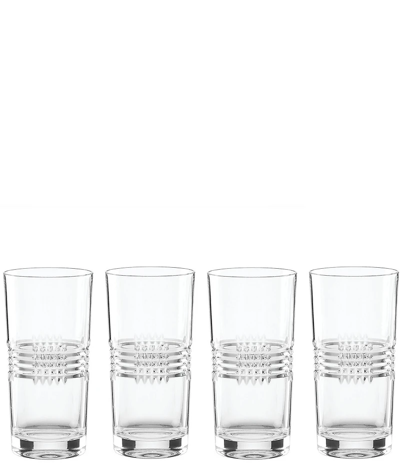 Reed & Barton Sloane Crystal Crosshatch Pattern Highball Glasses, Set of 4