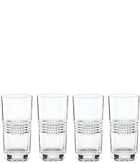 Reed & Barton Sloane Crystal Crosshatch Pattern Highball Glasses, Set of 4