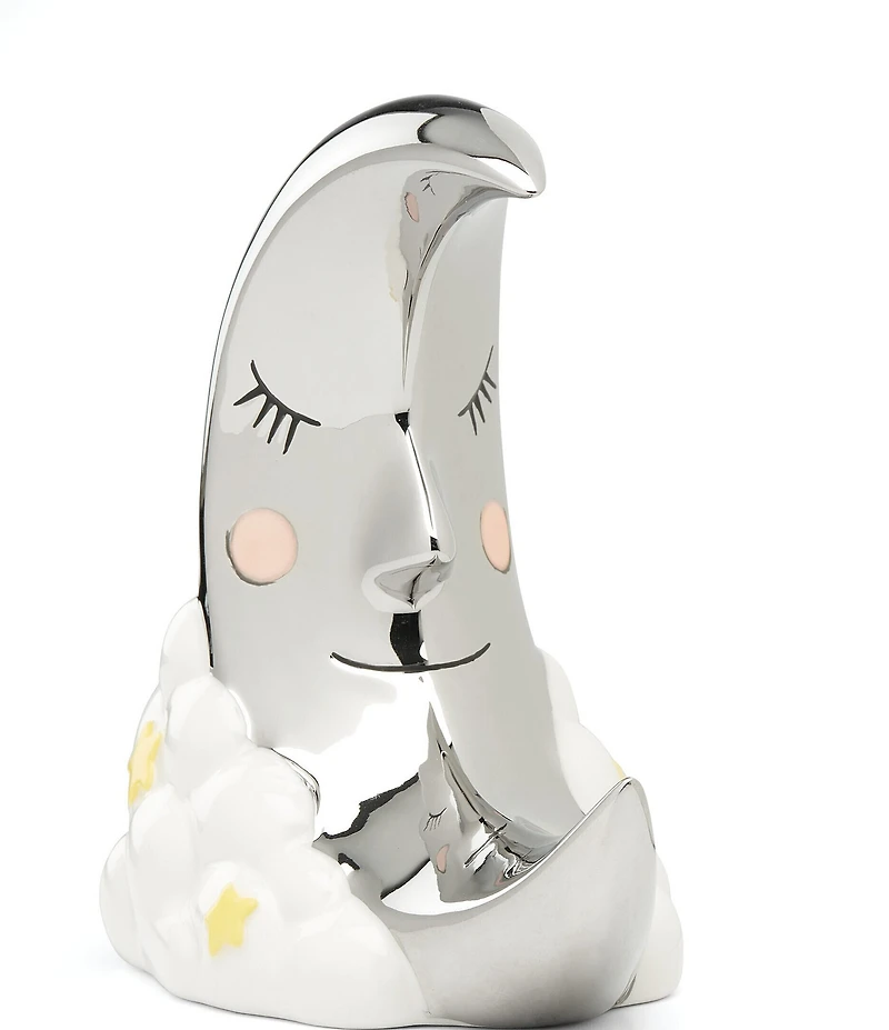 Reed & Barton Sweet Dreams Silver-Plated Porcelain Moon-Shaped Bank