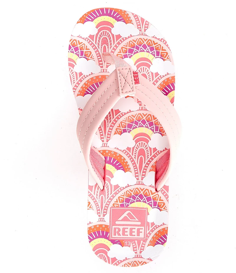Reef Girls' Ahi Rainbows and Clouds Flip-Flops (Youth)