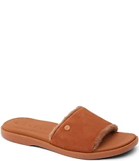 Reef Sunny Arrianah Cozy Suede Faux Fur Lined Slide Sandals