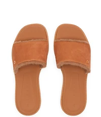 Reef Sunny Arrianah Cozy Suede Faux Fur Lined Slide Sandals