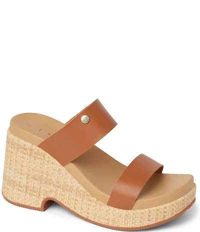 Reef Sunset Ibiza Two Strap Platform Wedge Slide Sandals