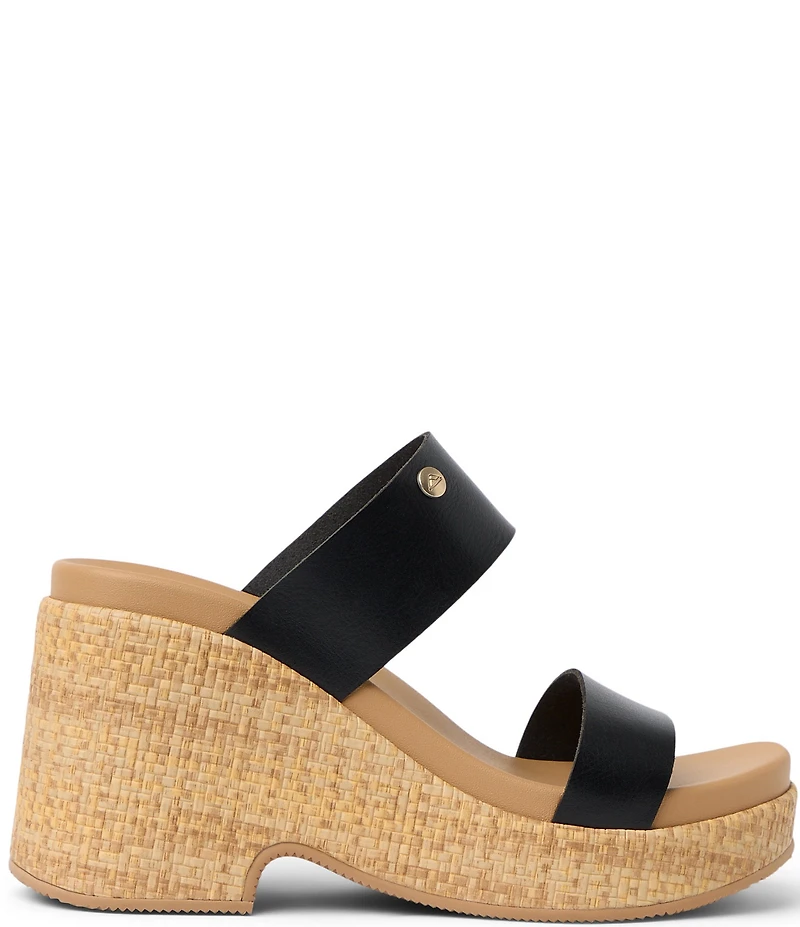 Reef Sunset Ibiza Two Strap Platform Wedge Slide Sandals