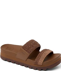 Reef Women's Cushion Bounce Vista Hi Braided Two Band Platform Slide Sandals