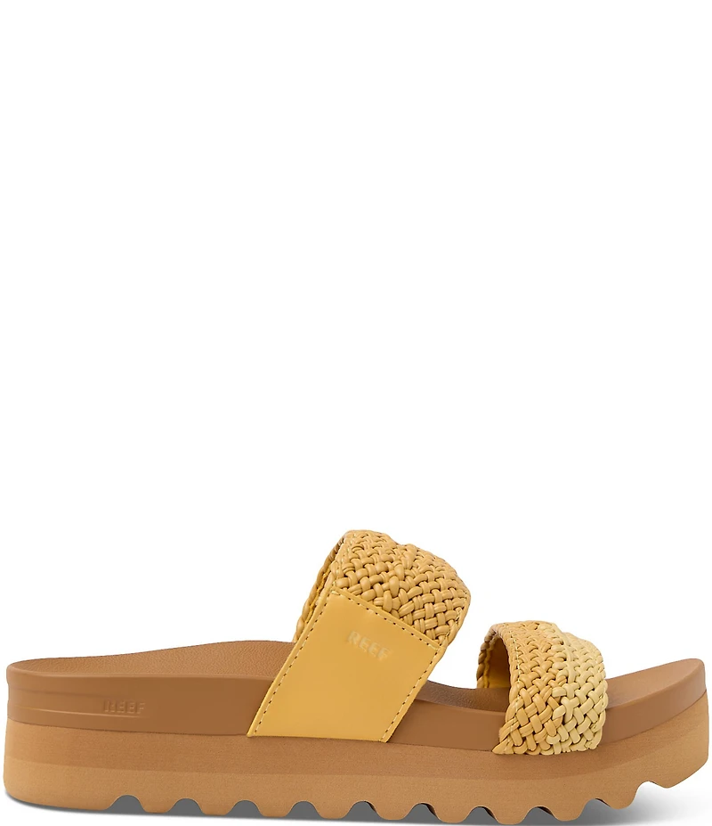 Reef Women's Cushion Bounce Vista Hi Braided Two Band Platform Slide Sandals