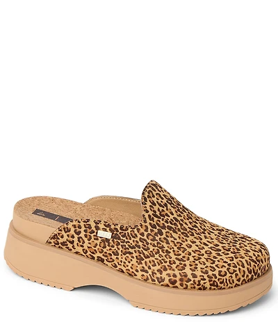 Reef Women's Vista Skye Leopard Print Suede Platform Clogs