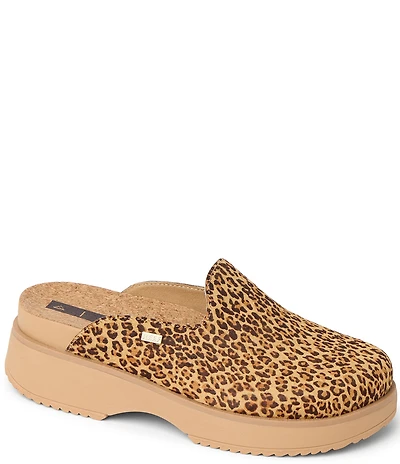 Reef Women's Vista Skye Leopard Print Suede Platform Clogs
