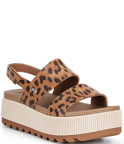 Reef Women's Water Vista Higher Leopard Print Platform Sandals