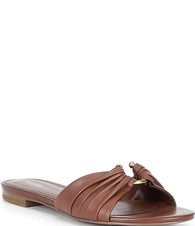 Reiss Alana Leather Banded Ring Hardware Knotted Flat Slide Sandals