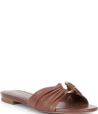 Reiss Alana Leather Banded Ring Hardware Knotted Flat Slide Sandals