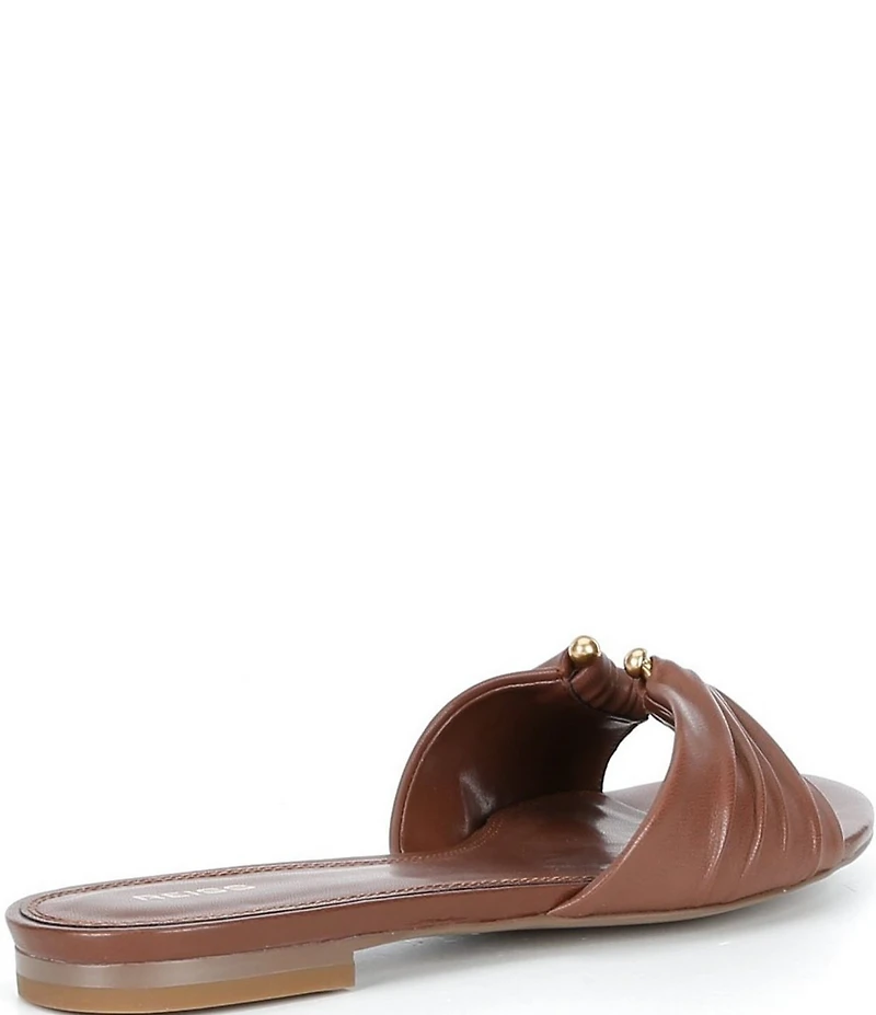 Reiss Alana Leather Banded Ring Hardware Knotted Flat Slide Sandals