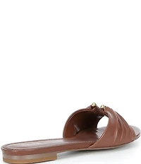 Reiss Alana Leather Banded Ring Hardware Knotted Flat Slide Sandals